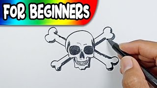 How to draw a skull and crossbones | Simple Drawings