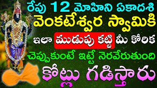 రేపు 12 మోహిని ఏకాదశి వెంకటేశ్వర స్వామికి ఇలా ముడుపు కట్టి మీ కోరిక చెప్పుకుంటే ఇట్టే నెరవేరుతుంది