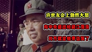 许世友会上勃然大怒，向中央提出枪毙江渭清，对方就坐他旁边笑了