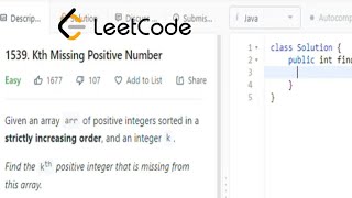 Kth Missing Positive Number | leetcode 1539 | Leetcode #1539 | CoderNight | leetcode java solution
