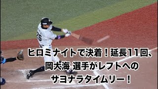 ヒロミナイトで決着！延長11回、岡大海 選手がレフトへのサヨナラタイムリー！2024/04/16 ZOZOマリンスタジアム