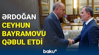 Ərdoğan, Ceyhun Bayramov və Hakan Fidanın birgə görüşü