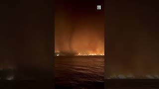 BC wildfire service captured a fire whirl or fire tornado over Gun Lake | #bcwildfires #firetornado