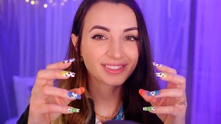 ASMR | Colorful Nails Tapping on YOU, Brushing, Press-On Nails ~