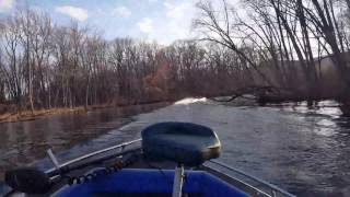 Bass boat crashing into shore