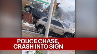 Police chase, crash into Milwaukee gas station sign | FOX6 News Milwaukee