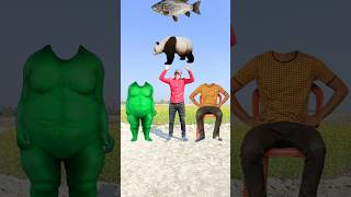 Green Fatty Dog vs Twin brother flying bodyparts matching \u0026 catching beer \u0026 eating fish, laddu video