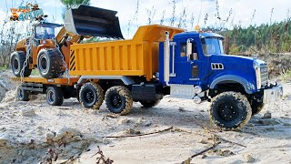 Super Extreme Powerful Mack Truck Transporting 6000g Wltoys Wheel Loader 14800 | Cars Trucks 4 Fun