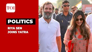 Actress Riya Sen at Congress' Bharat Jodo Yatra with Rahul Gandhi in Maharashtra