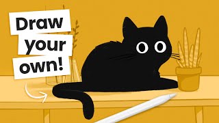 How To Draw A Sneaky Cat (cute & easy) • Digital art tutorial