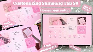 How to customize Samsung tab Homescreen🎀 Pink Theme🎀 Easy tutorial 🎀 #samsung #samsungs9 #aesthetic