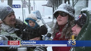 Residents Enjoying Snow Day In Glenside