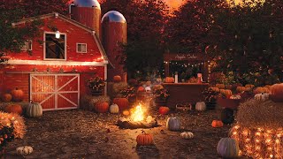 Pumpkin Farm Autumn Ambience With Cozy Crackling Fire Sounds, Crickets, Crunchy Leaves
