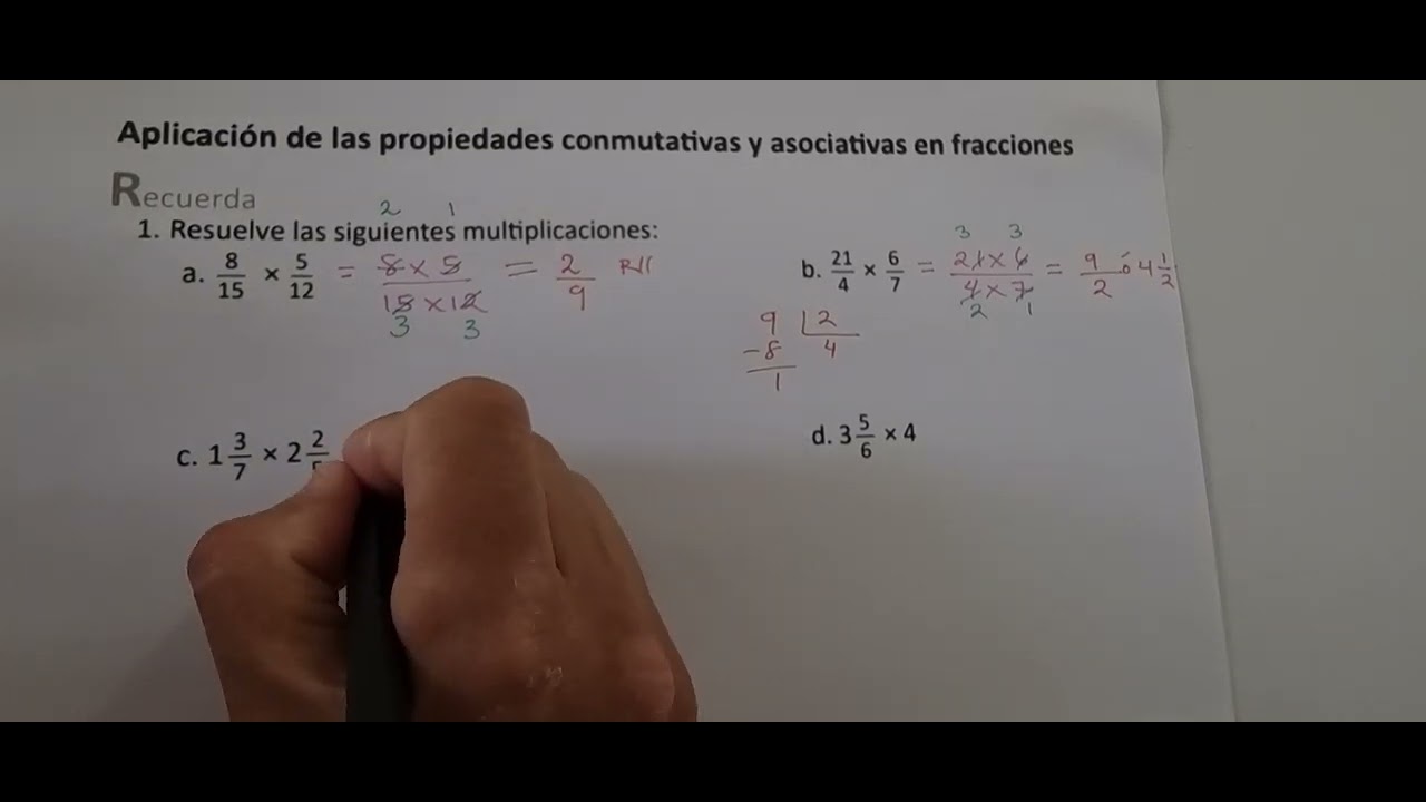 Aplicación De Las Propiedades Conmutativas Y Asociativas En Fracciones ...