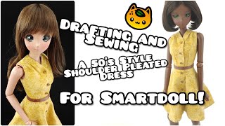 Drafting and Sewing 50's Inspired Shoulder Pleated Dress for Smartdoll