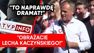 "Obrażacie Lecha Kaczyńskiego!". Ostra odpowiedź Tuska do TVP Info