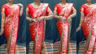 Bengali Atpoure saree Draping/How to make saree in Bengali Style/ Saree Draping for slim looks