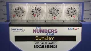 Midday Numbers Game Drawing: Sunday, November 13, 2016