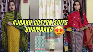 अजरख सूटों का समंदर 😍| Pure ajrakh cotton suit and Jaipuri handblock cotton suits #ajrakhprint