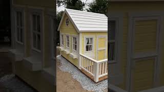 Custom Made Kids Outdoor Playhouse with Loft and Terrace by WholeWoodPlayhouses
