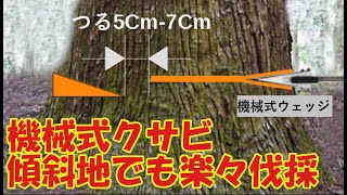 【 簡単、安全 】 山の子２４ 機械式ウェッジ 最大揚力8ｔ（クサビ）を用いて伐採作業を簡単にします。※動画は厚生労働省の伐木等作業等の安全に関するガイドラインに沿って作業を行っております