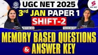 UGC NET Paper 1 Answer Key 2025 | UGC NET Answer Key 2025(3rd Jan, Shift 2) By Priti \u0026 Tulika Ma'am