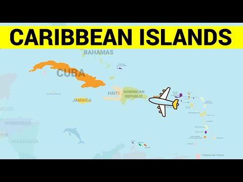 Which continent is east of the Caribbean?