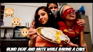 First vlog!! Blind Deaf \u0026 Mute challenge while baking a cake with bsfn!