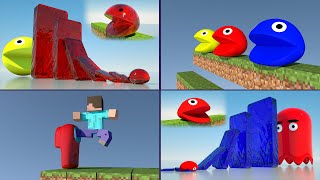 Best of Softbody - Domino Effect Simulations [Jelly Pacman, Minecraft Steve, Alex, Among Us]