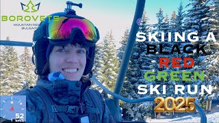 Skiing in Borovets, Bulgaria 2025: Conquering Black, Red \u0026 Green Slopes (GoPro POV)