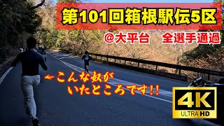 第101回(2025年) 箱根駅伝5区＠大平台（全選手通過）併走する迷惑な中国人がいた場所です