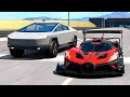 500000 HP Tesla Cybertruck vs Bugatti Bolide GTR at Special Stage Route X