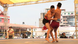 Ao wrestler in Open Naga Wrestling 2021:Rokolhuto Suokhrie (blue)Vs Yimküm Sashi Walling (red belt)