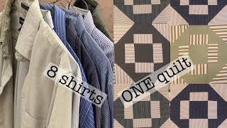 Make ONE quilt from eight COTTON shirts | sew along with me | simple sewing | repurpose fabric