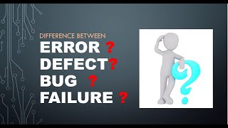 Bug|Defect |Error |Failure| Difference between error, defect, bug and failure | Interview Question