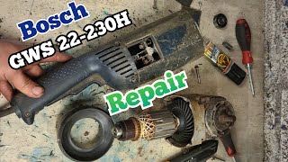 Repairing a Bosch GWS 22-230H 9inch angle grinder bearings and broken fan.