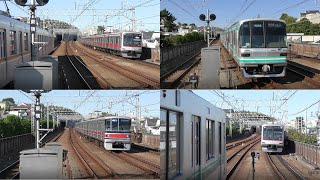 【発着映像】東急東横線　目黒線　複々線を行き来する車両　多摩川駅