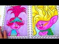 trolls band together viva and poppy. coloring video for relaxation