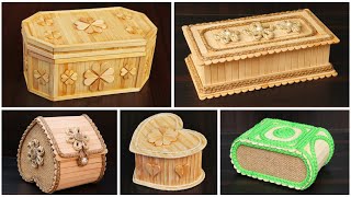 Jewelry storage boxes | DIY Jewellery Box made from Popsicle Sticks,Bamboo sticks and jute