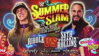 WWE Summerslam 2022 Riddle vs Seth "Freakin'" Rollins Official Match Card