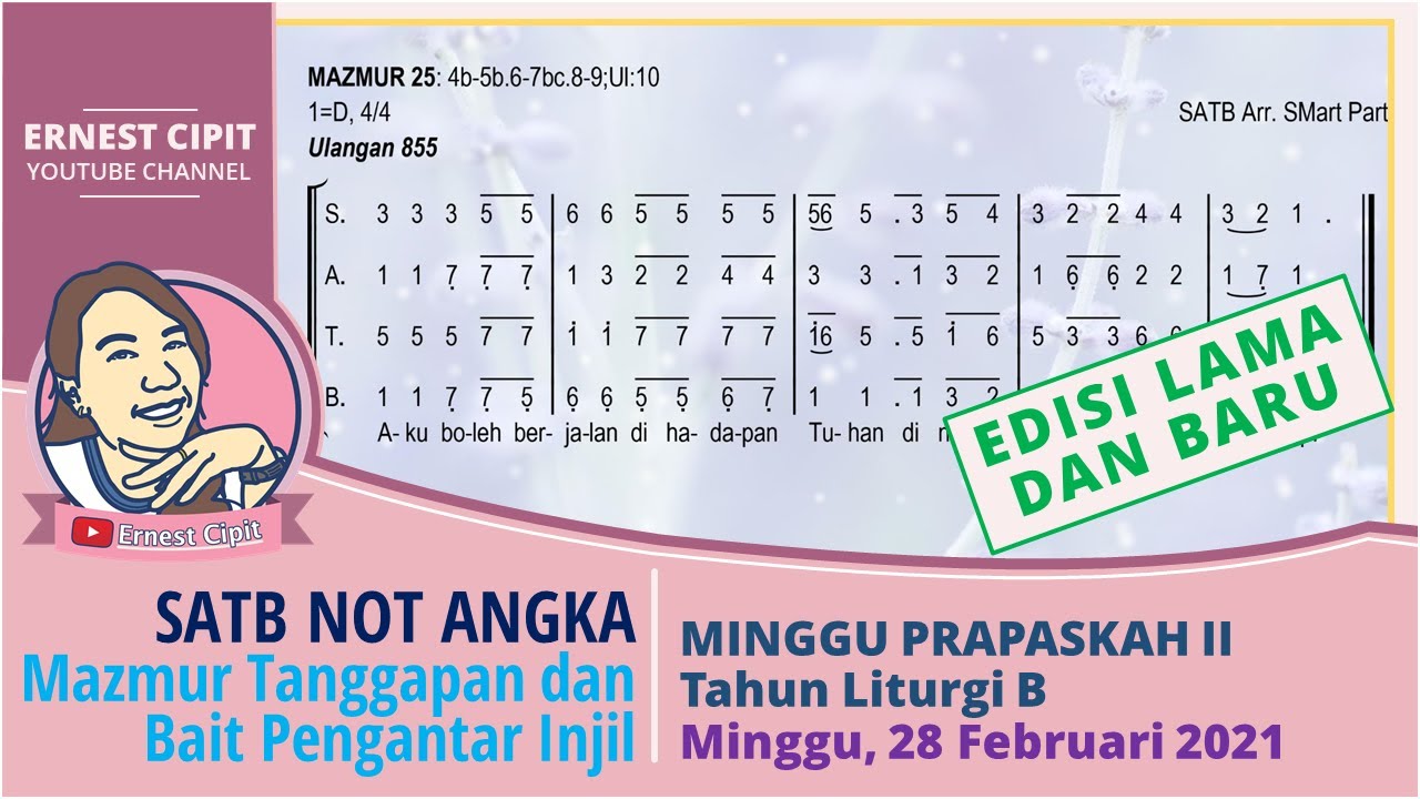 SATB Not Angka Mazmur Tanggapan Minggu Prapaskah II Edisi Lama Dan Baru ...