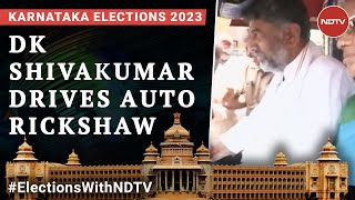 Watch: Karnataka Congress Chief DK Shivakumar Drives Auto Rickshaw