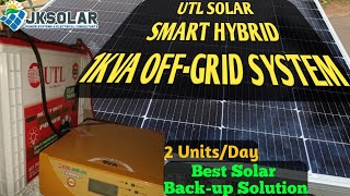 1KVA സോളാർ ഇൻവെർട്ടർ സിസ്റ്റം|UTL SOLAR SMART HYBRID SYSTEM|JKSOLARSOLUTIONS|Solar Back-up Solution.