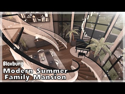 BLOXBURG: Modern Summer Family Mansion Speedbuild (interior full tour) Roblox House Build