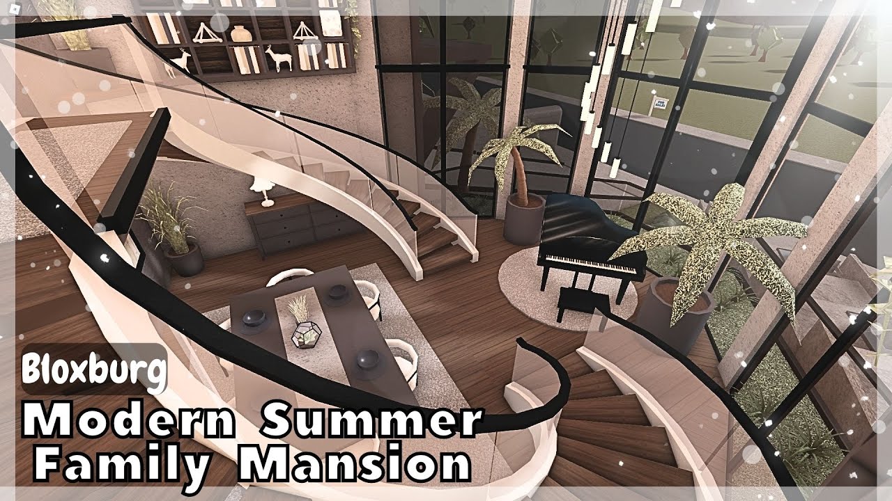 BLOXBURG: Modern Summer Family Mansion Speedbuild (interior + Full Tour ...