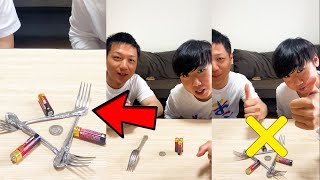 フォークと電池でコインが回る！？A fork and a battery spin coins!  ??#Shorts