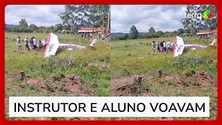 Avião de pequeno porte cai durante aula de voo no RS