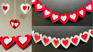 Paper heart garland | Paper heart hangings | DIY Room decoration ideas for Valentine’s Day