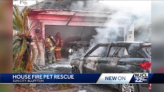 Bluffton Township Fire District, Beaufort Co. EMS respond to garage fire