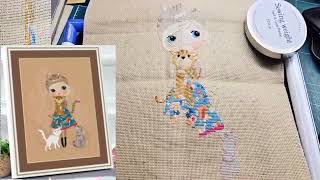 FLOSSTUBE #309 Stitch With Me | Lucky Girl - Love Cats | cross stitch kit | 십자수 | 럭키걸-러브캣 | 취미생활